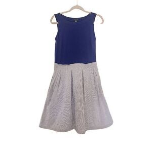 Tommy Hilfiger tank dress seersucker skirt size small blue and white